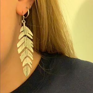 Silver feather earrings